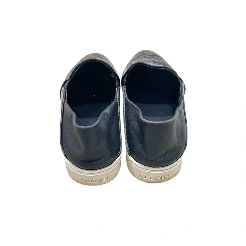 Vince Black/gray Flats Comfortable Slip-On Loafers leather python print 8/eu 38